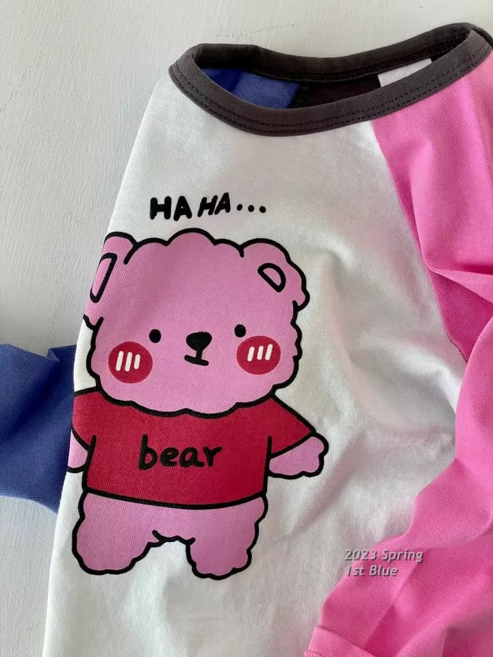 1st Blue - Korean Children Fashion - #designkidswear - Haha Bear Color Tee - 6