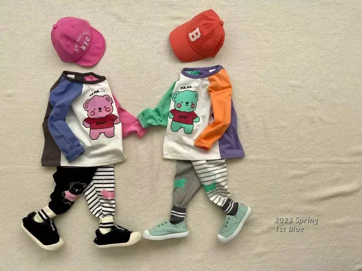 1st Blue - Korean Children Fashion - #designkidswear - Haha Bear Sticky Pants - 5