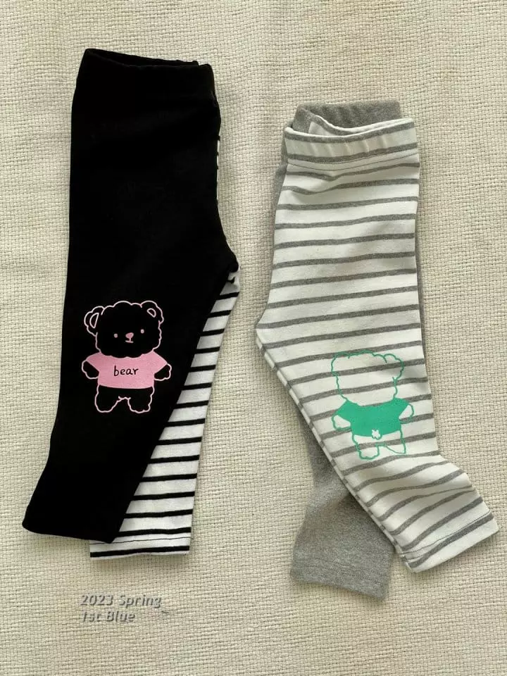 1st Blue - Korean Children Fashion - #fashionkids - Haha Bear Sticky Pants - 7