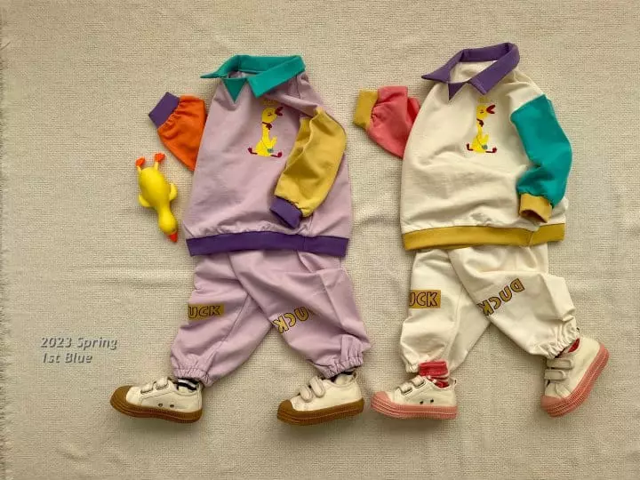 1st Blue - Korean Children Fashion - #kidsshorts - Duck Collar Tee