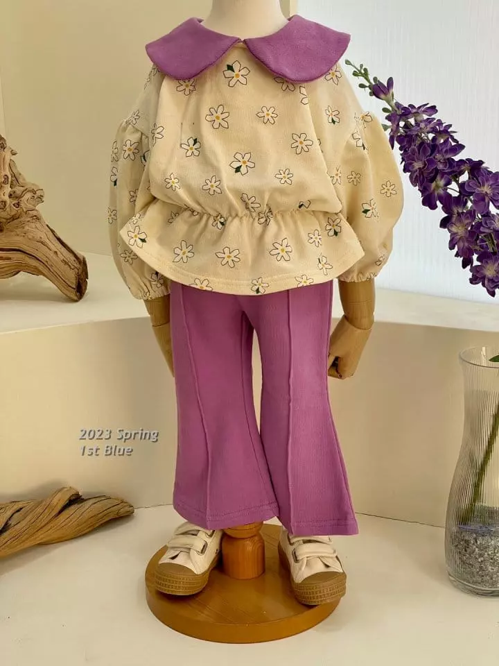 1st Blue - Korean Children Fashion - #kidzfashiontrend - Jeta Flower Tee