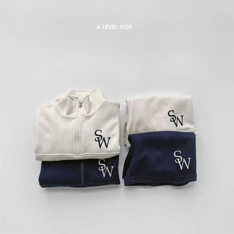 A Level - Korean Children Fashion - #todddlerfashion - SW Half Zip-up Top Bottom Set - 8
