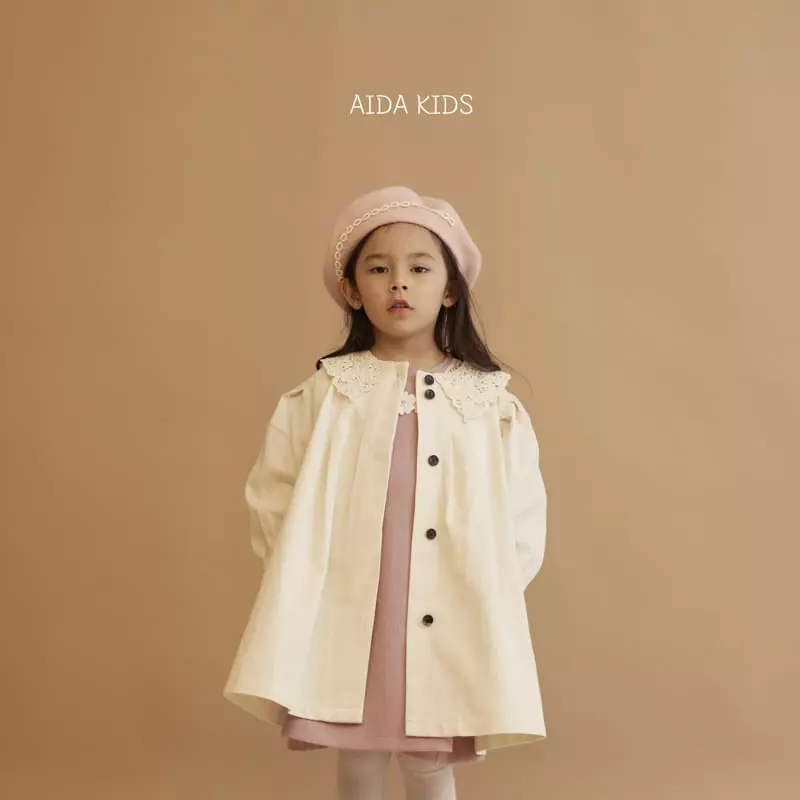 Aida - Korean Baby Fashion - #babyfever - Cream Outer One-piece - 9