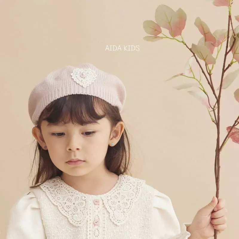 Aida - Korean Baby Fashion - #babyfever - Heart Beret Hat - 5