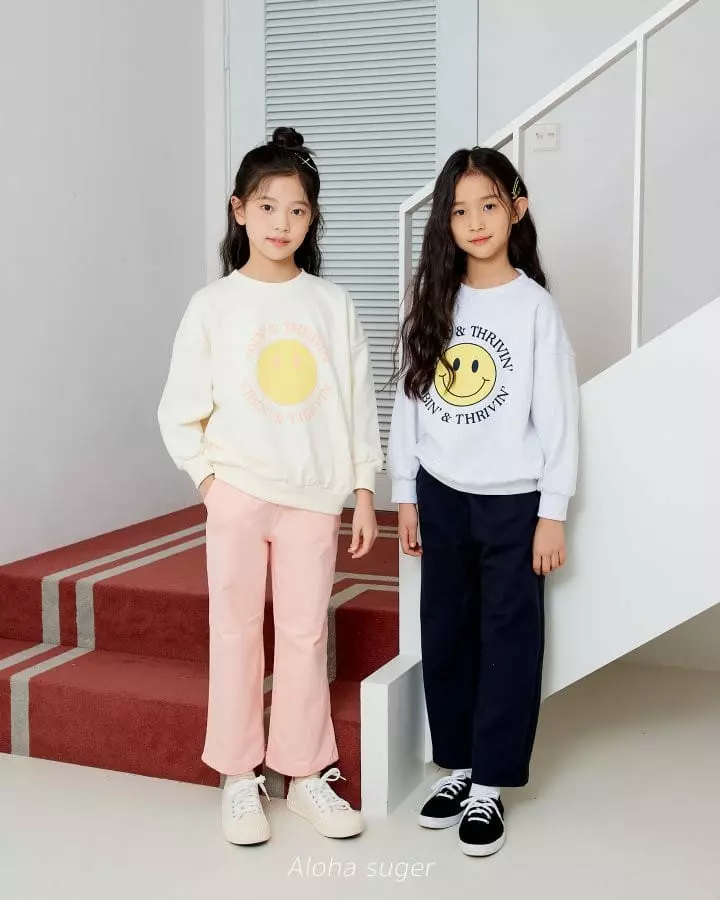 Aloha Suger - Korean Children Fashion - #Kfashion4kids - Smlie Top Bottom Set - 10