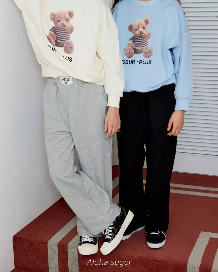 Aloha Suger - Korean Children Fashion - #Kfashion4kids - Label Wide Pants