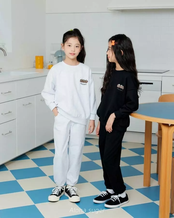 Aloha Suger - Korean Children Fashion - #childrensboutique - Bear Top Bottom Set - 5