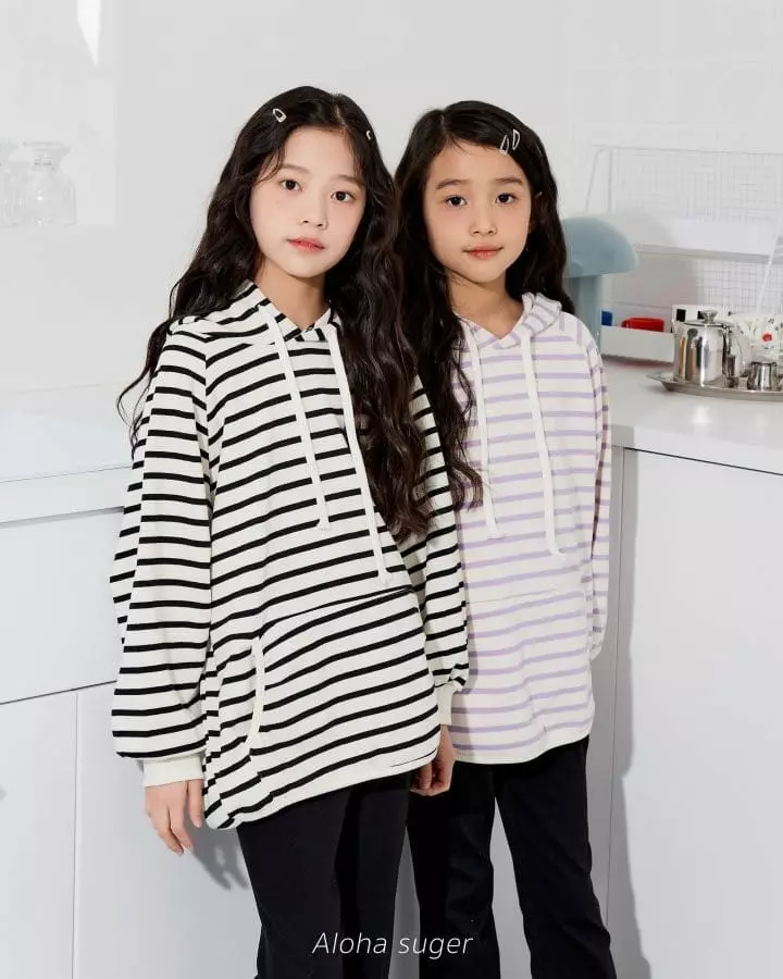 Aloha Suger - Korean Children Fashion - #discoveringself - Stripes Hoody Long Tee - 9
