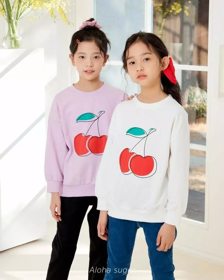 Aloha Suger - Korean Children Fashion - #todddlerfashion - Cherry Sweatshirt - 6