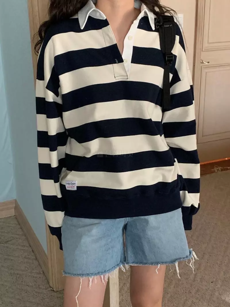 And Floyd - Korean Women Fashion - #womensfashion - Chase Stripes Sweatshirt - 4