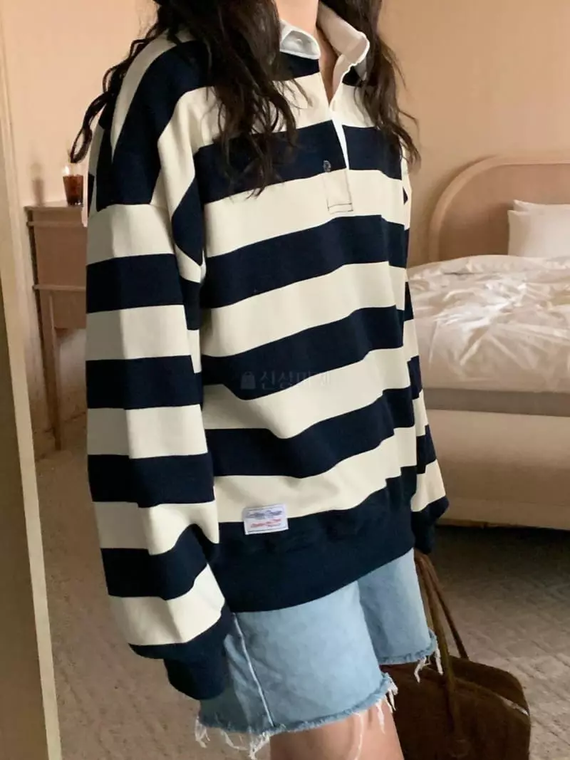And Floyd - Korean Women Fashion - #momslook - Chase Stripes Sweatshirt - 5