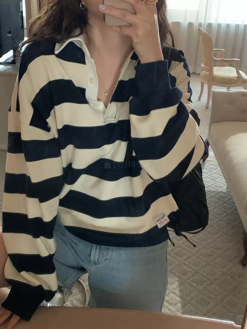 And Floyd - Korean Women Fashion - #vintageinspired - Chase Stripes Sweatshirt - 8
