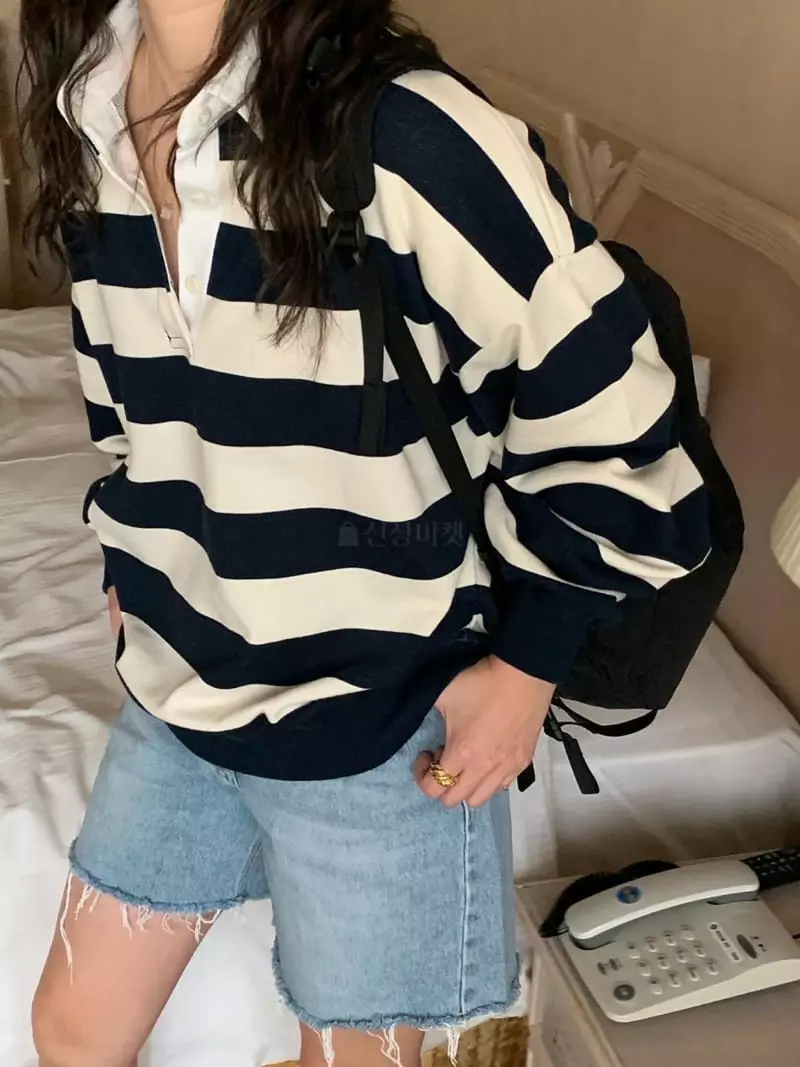 And Floyd - Korean Women Fashion - #womensfashion - Chase Stripes Sweatshirt - 3