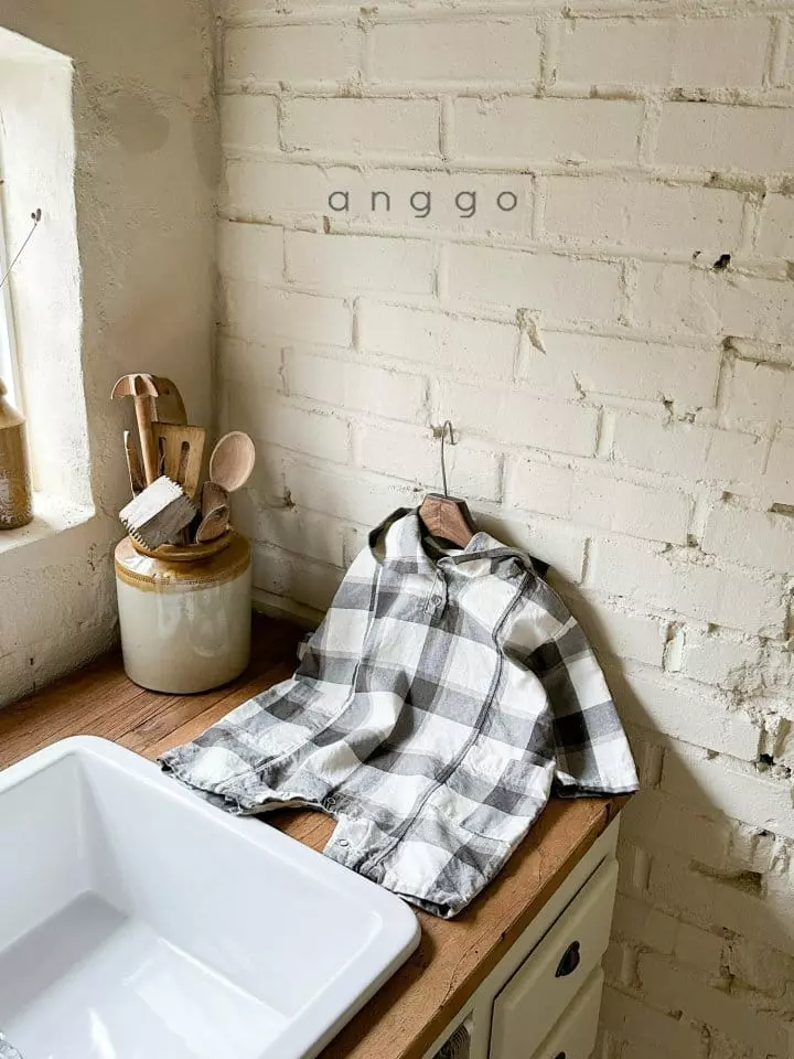 Anggo - Korean Baby Fashion - #onlinebabyshop - Checks Choco Bodysuit - 7