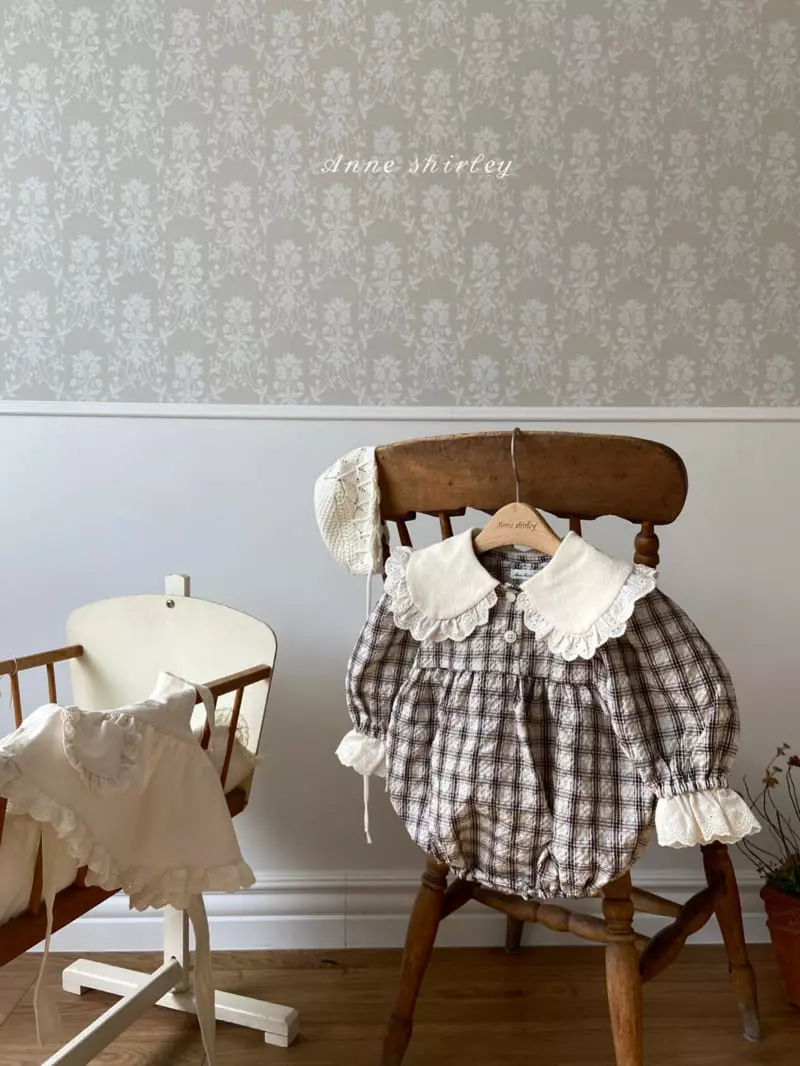 Anne Shirley - Korean Baby Fashion - #babywear - Check Big Collar Bodysuit