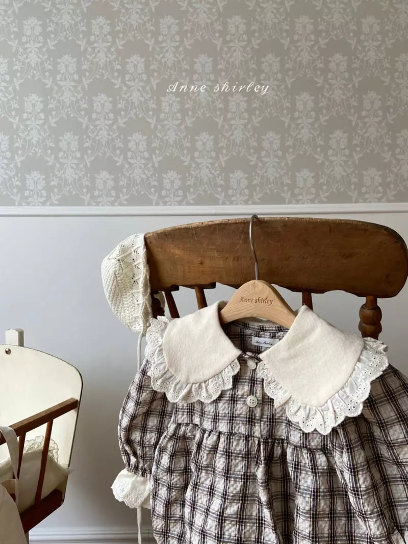 Anne Shirley - Korean Baby Fashion - #onlinebabyboutique - Check Big Collar Bodysuit - 2