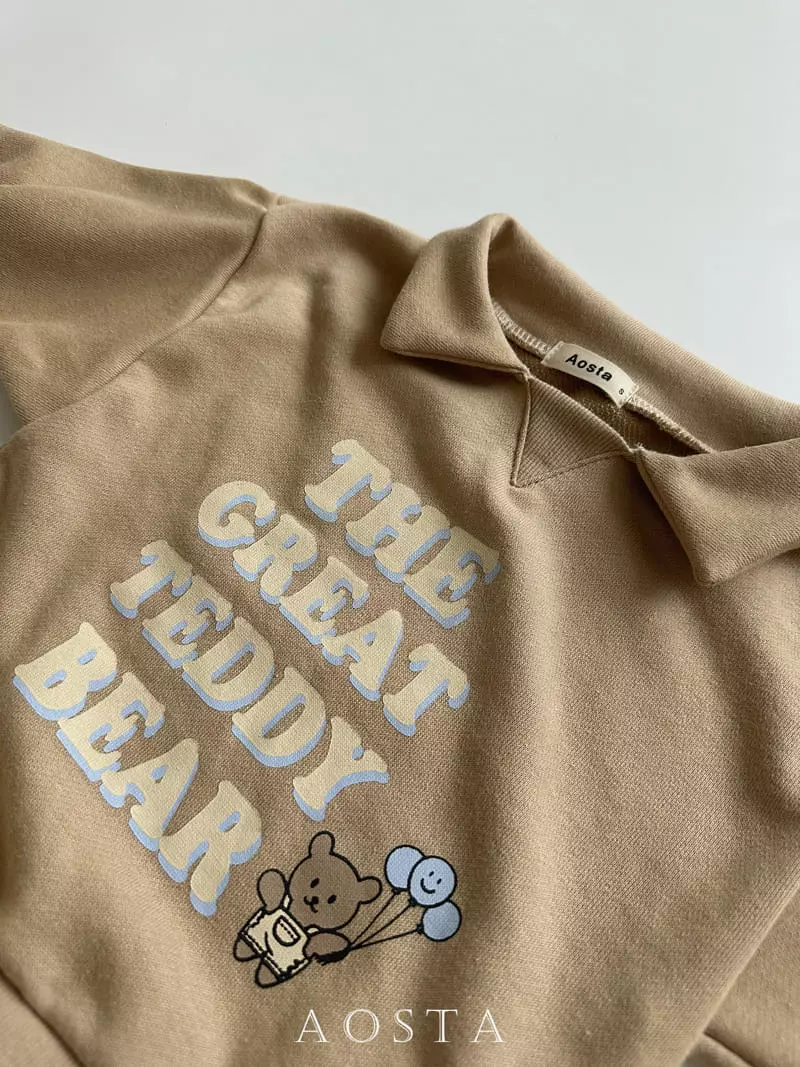 Aosta - Korean Children Fashion - #minifashionista - Collar Bear Sweatshirt - 3