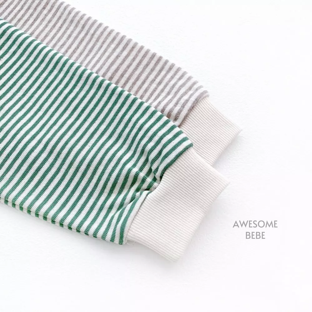 Awesome Bebe - Korean Children Fashion - #Kfashion4kids - Duck Stripes Top Bottom Set - 12