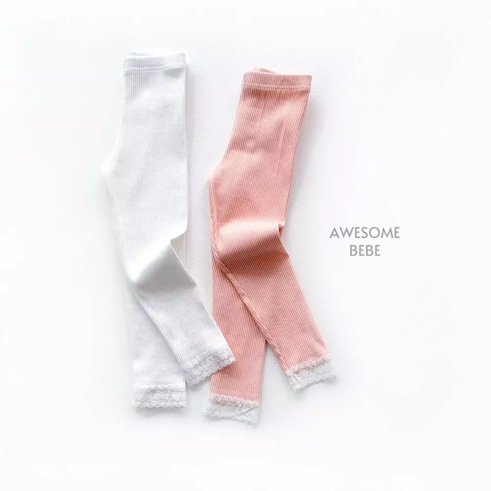 Awesome Bebe - Korean Children Fashion - #childofig - Rib Lace Leggings - 3