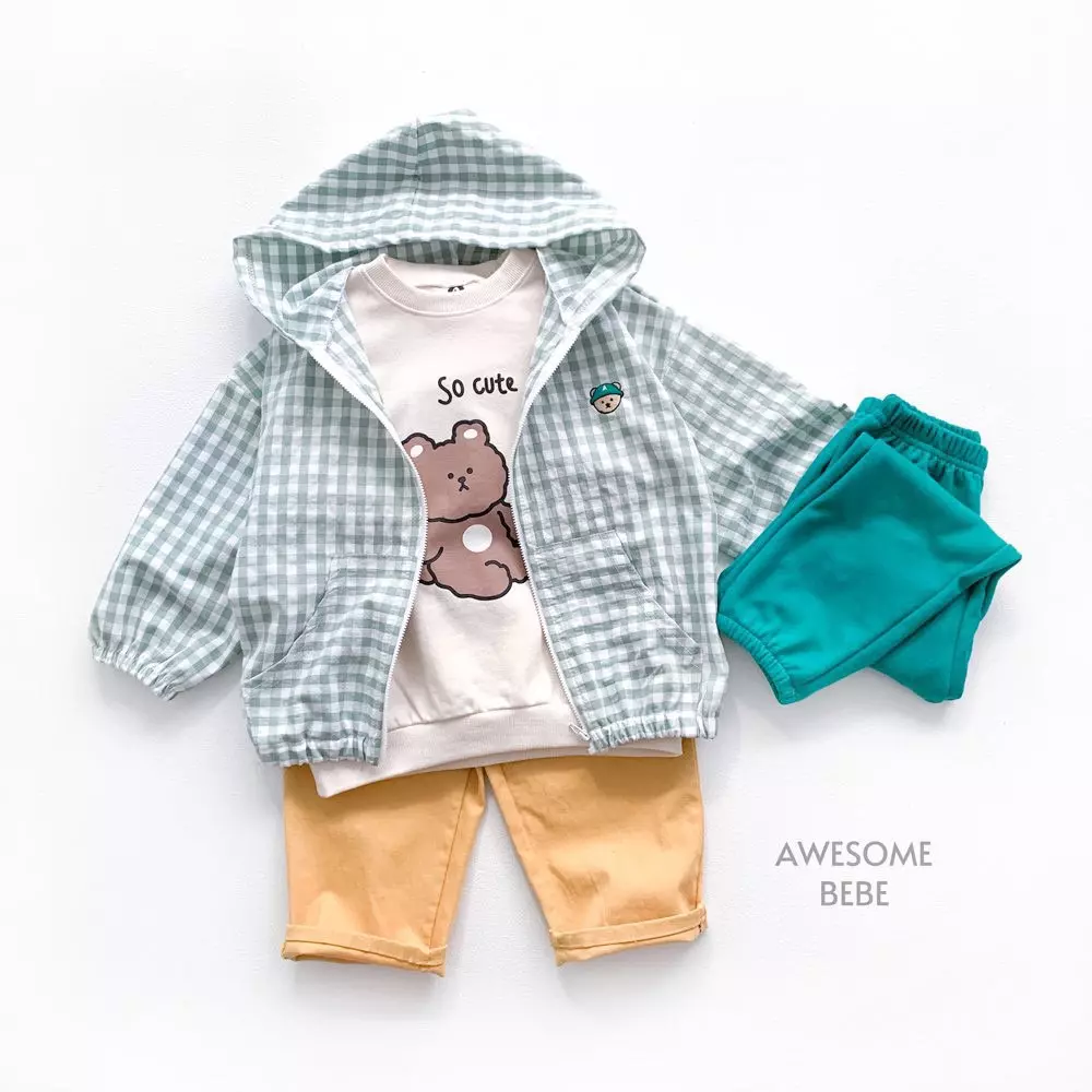 Awesome Bebe - Korean Children Fashion - #childofig - Check Bear Windbreaker