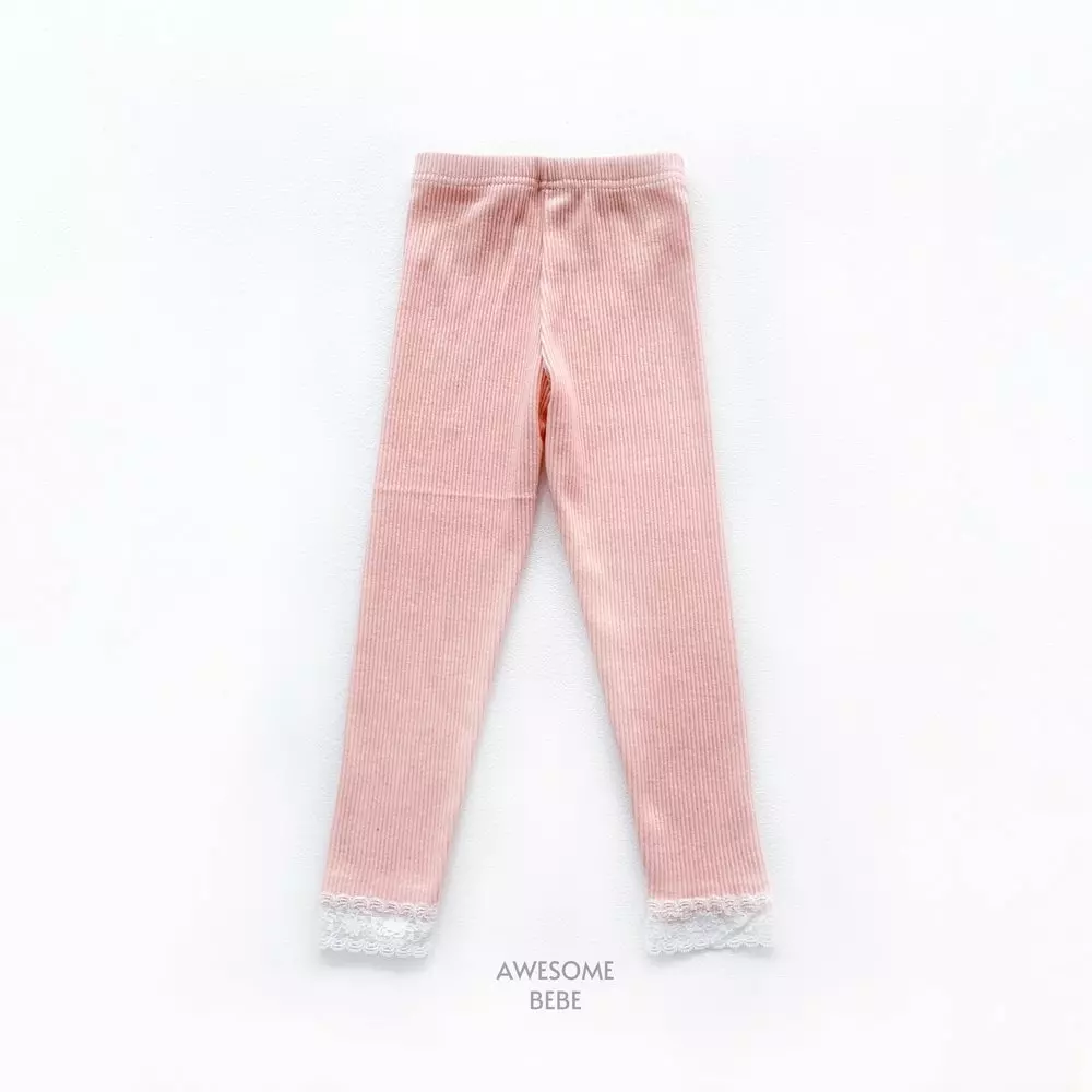 Awesome Bebe - Korean Children Fashion - #childofig - Rib Lace Leggings - 4