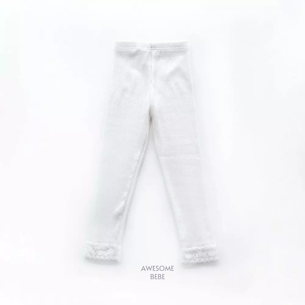 Awesome Bebe - Korean Children Fashion - #designkidswear - Rib Lace Leggings - 5