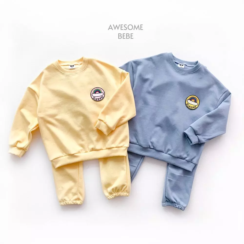 Awesome Bebe - Korean Children Fashion - #kidsshorts - Rainbow Top Bottom Set - 2