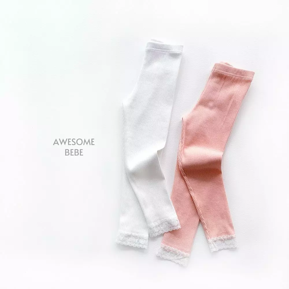 Awesome Bebe - Korean Children Fashion - #kidsstore - Rib Lace Leggings - 9