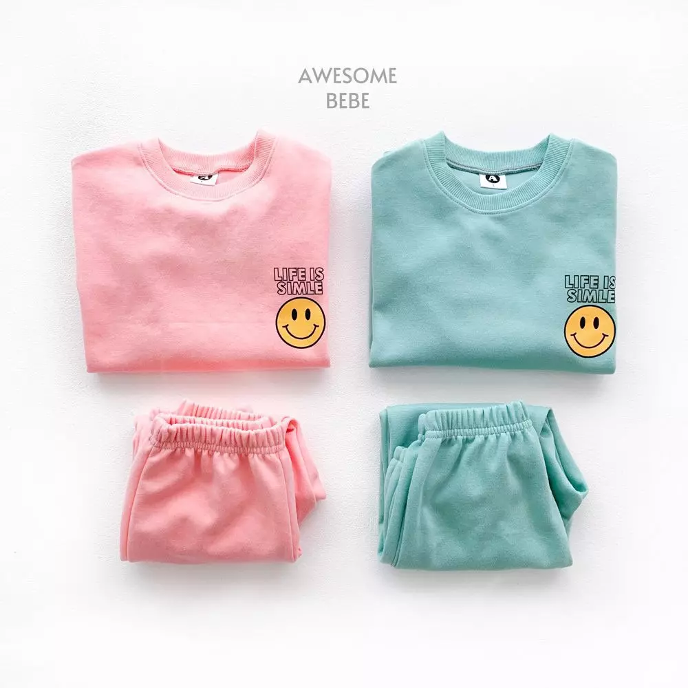 Awesome Bebe - Korean Children Fashion - #kidzfashiontrend - Smile Top Bottom Set - 2