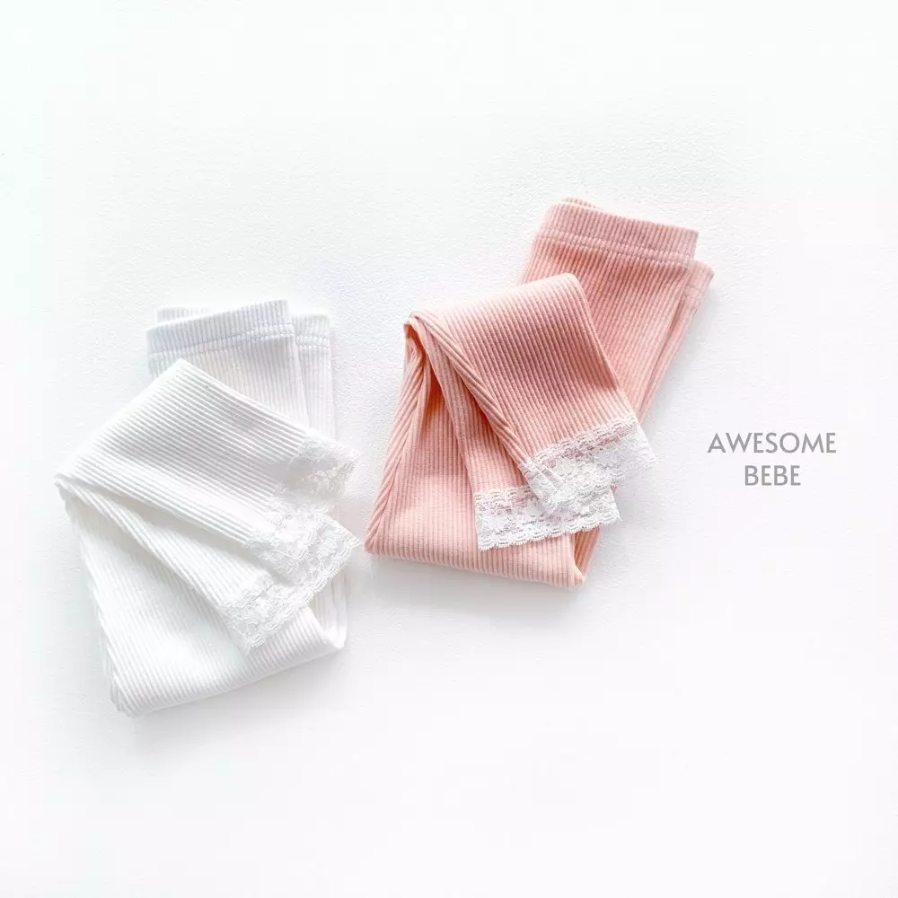 Awesome Bebe - Korean Children Fashion - #toddlerclothing - Rib Lace Leggings