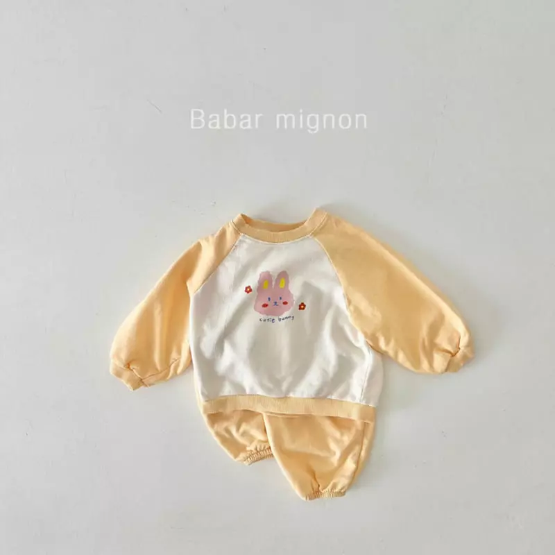 Babar Mignon - Korean Children Fashion - #childofig - Rabbit Raglan Top Bottom Set - 11
