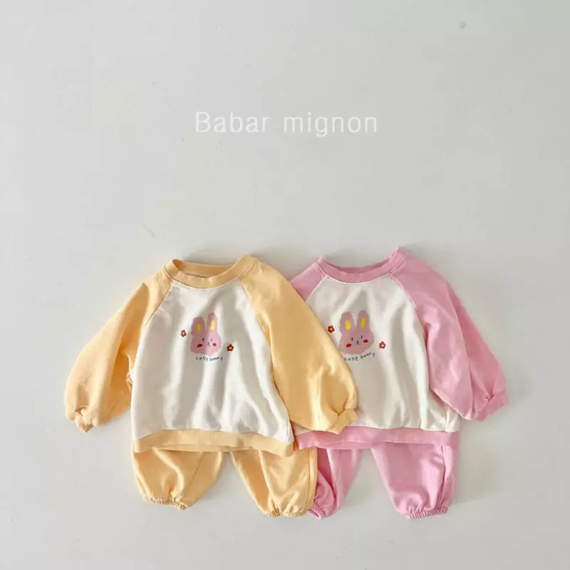 Babar Mignon - Korean Children Fashion - #fashionkids - Rabbit Raglan Top Bottom Set