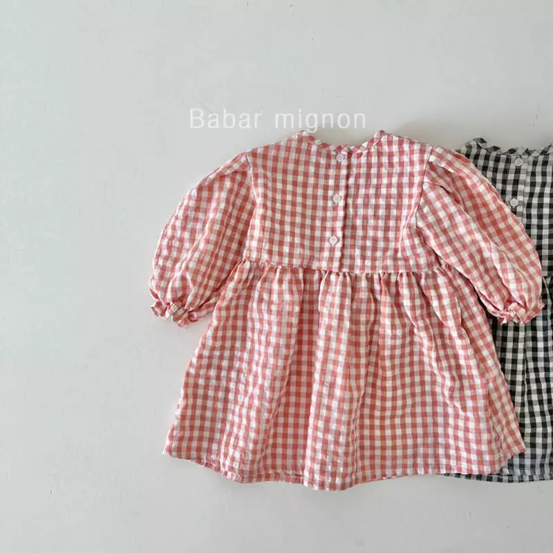 Babar Mignon - Korean Children Fashion - #discoveringself - Tulip Check One-piece - 4