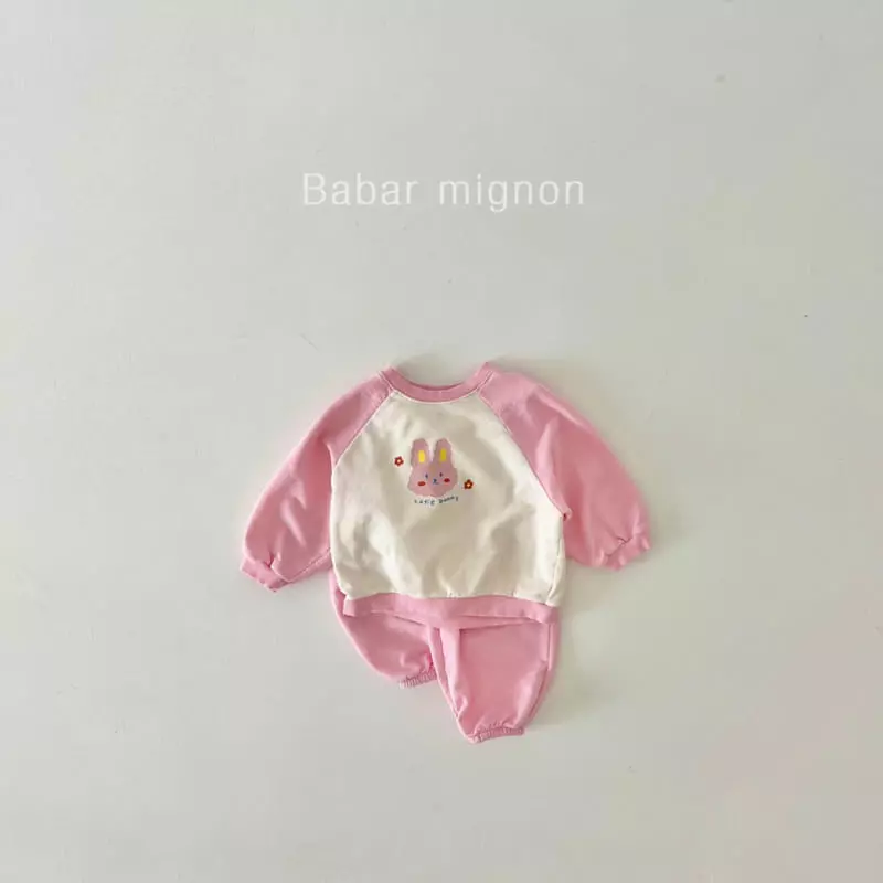 Babar Mignon - Korean Children Fashion - #kidsstore - Rabbit Raglan Top Bottom Set - 4