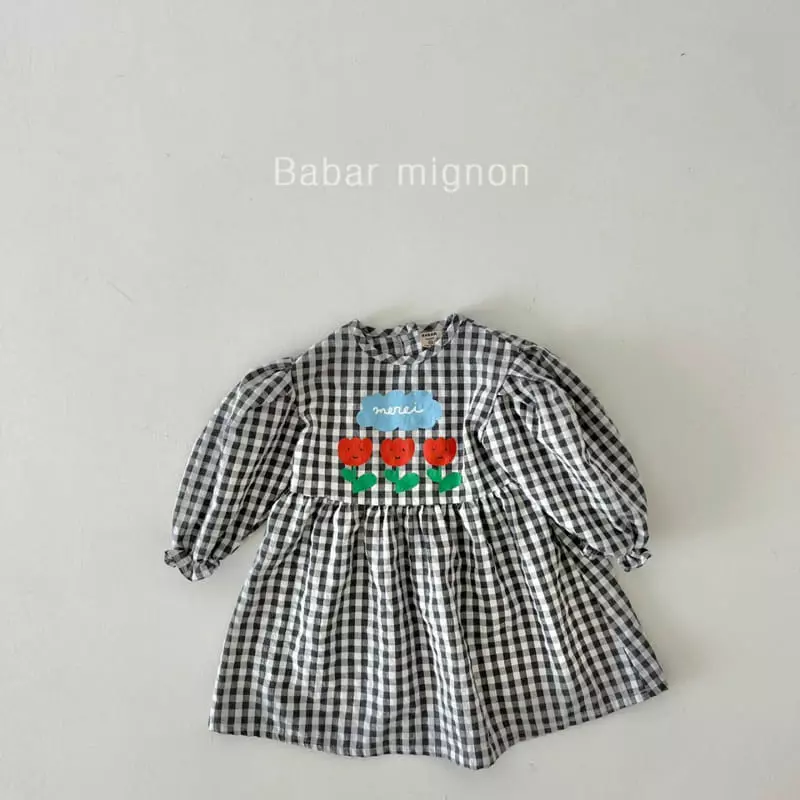 Babar Mignon - Korean Children Fashion - #kidzfashiontrend - Tulip Check One-piece - 7