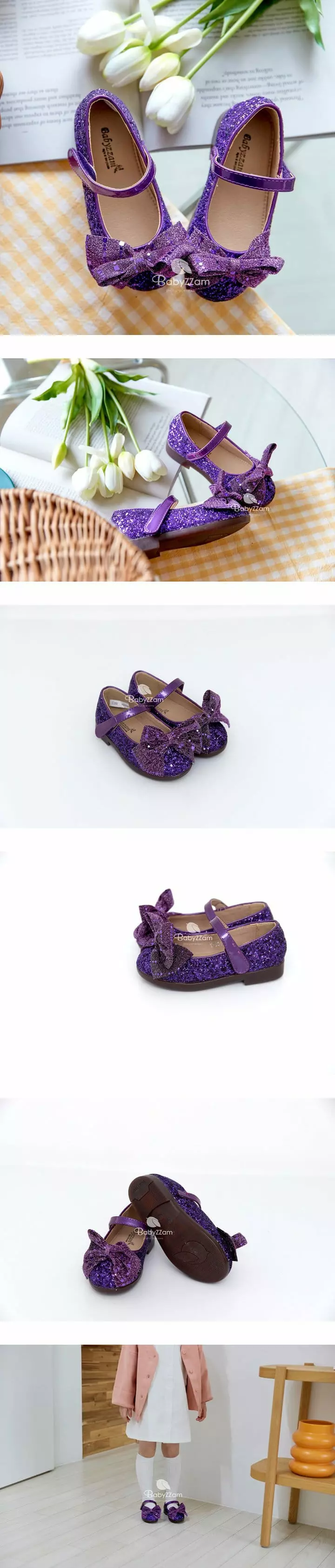 Babyzzam - Korean Children Fashion - #childofig - Y851 Tiara Ribbon LED Flats