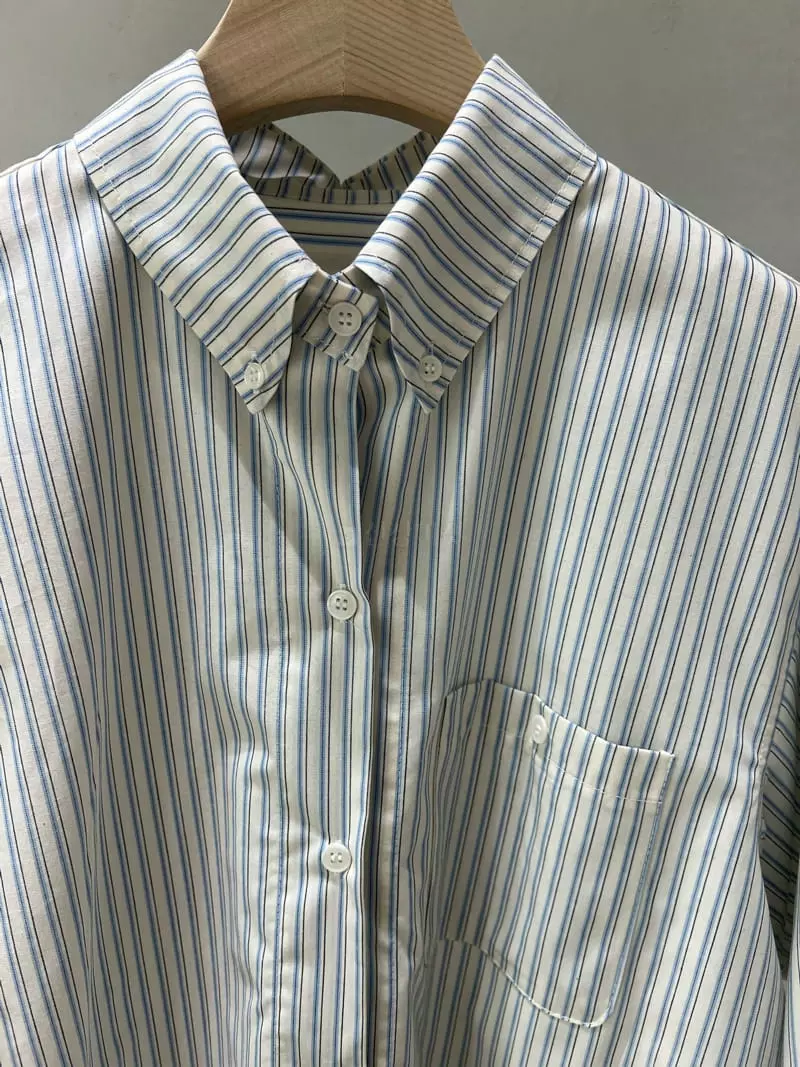 Baie Oud - Korean Women Fashion - #momslook - Stripes Pocket Shirt - 3