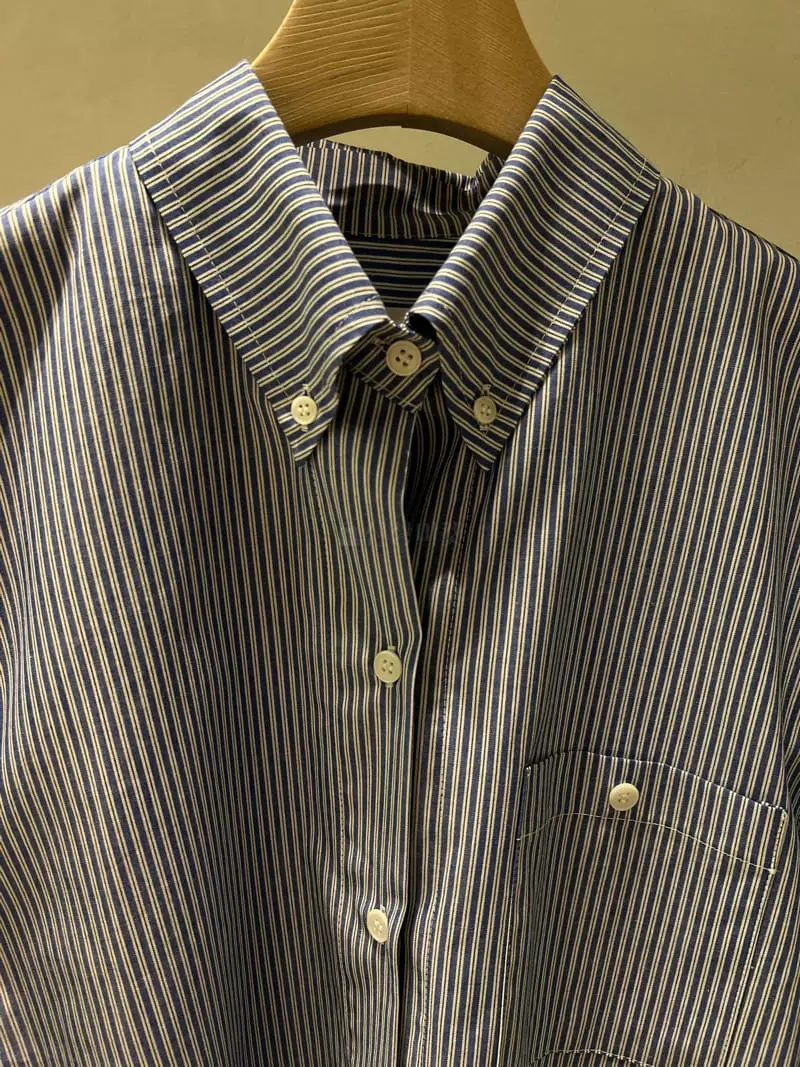 Baie Oud - Korean Women Fashion - #vintagekidsstyle - Stripes Pocket Shirt - 8