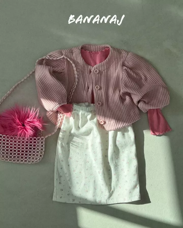 Banana J - Korean Children Fashion - #stylishchildhood - Flower Waffle Skirt - 8