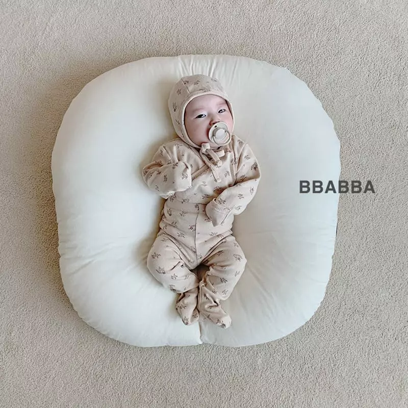 Bbabba - Korean Baby Fashion - #babyfever - Brown Flower Benet Easywear with Bonnet - 3