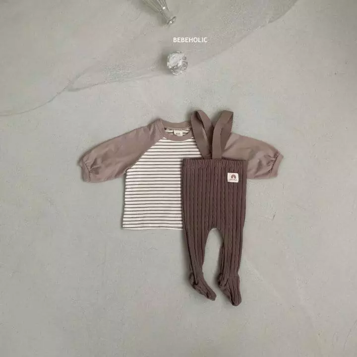 Bebe Holic - Korean Baby Fashion - #babyboutique - Jacquard Dungarees Leggings - 3