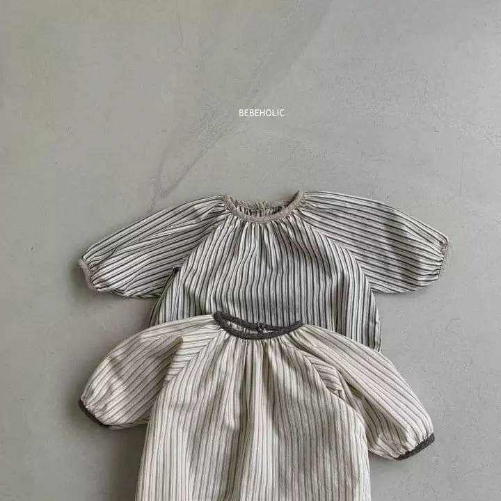Bebe Holic - Korean Baby Fashion - #babyclothing - Barnie Stripes Bodysuit - 5