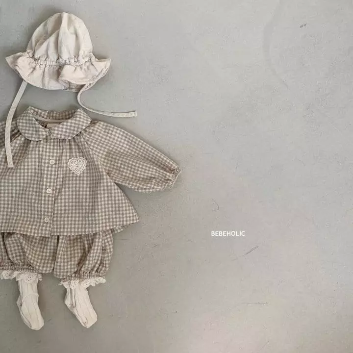 Bebe Holic - Korean Baby Fashion - #babyfashion - Heart Check Top Bottom Set - 4