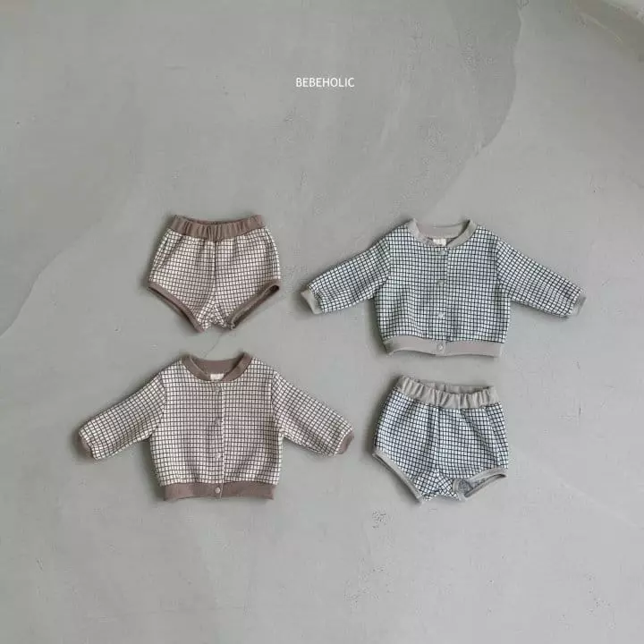 Bebe Holic - Korean Baby Fashion - #babylifestyle - Check Cardigan Set - 7