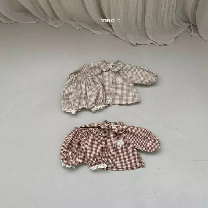 Bebe Holic - Korean Baby Fashion - #babylifestyle - Heart Check Top Bottom Set - 6