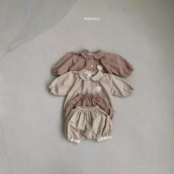 Bebe Holic - Korean Baby Fashion - #babyoninstagram - Heart Check Top Bottom Set - 7