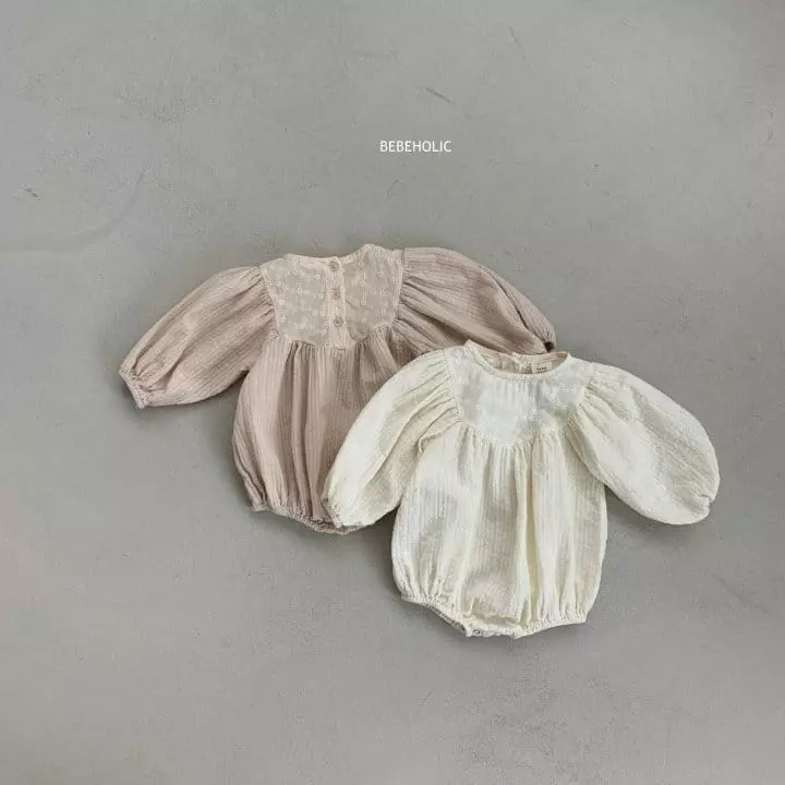 Bebe Holic - Korean Baby Fashion - #babyootd - Flower Embrodiery Bodysuit - 5