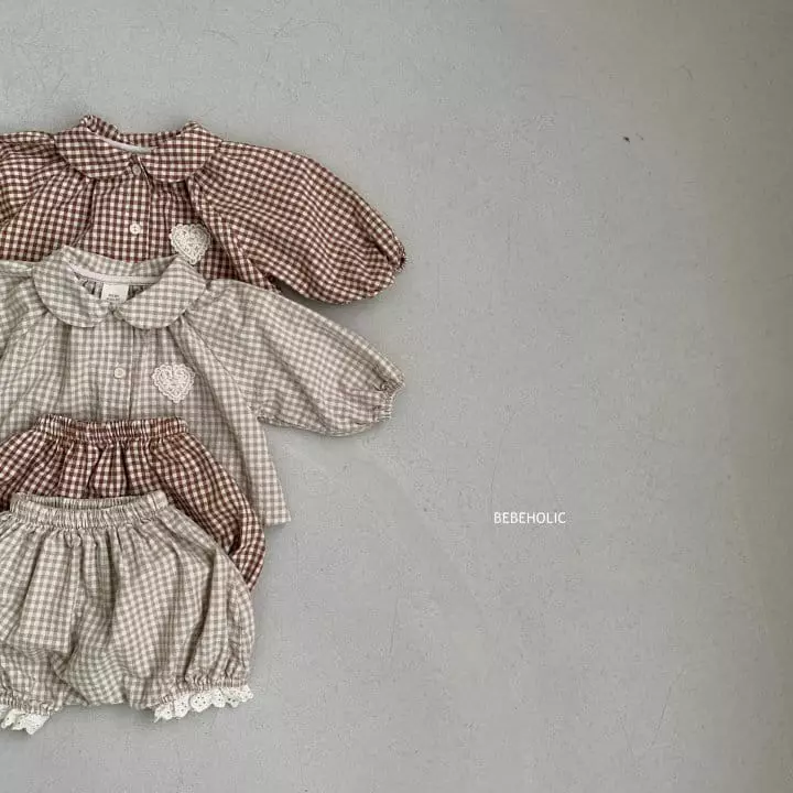 Bebe Holic - Korean Baby Fashion - #babyootd - Heart Check Top Bottom Set - 8