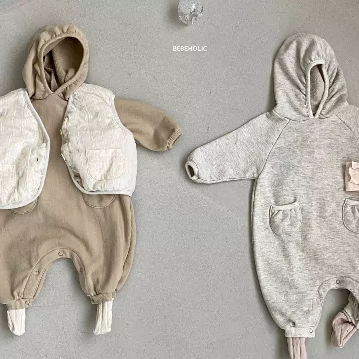 Bebe Holic - Korean Baby Fashion - #babyoutfit - Pocket Hoody Bodysuit - 3