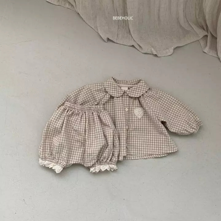 Bebe Holic - Korean Baby Fashion - #babywear - Heart Check Top Bottom Set - 11